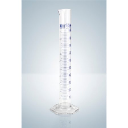 Measuring cylinder 250 ml, blue graduated DURAN®, class A, with individual certificate 2240186 + 9980102