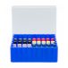   Container blue,36 position,with removeable devider for screw neck vials N 15,outer length: 130 mm,outer width: 130 mm,outer height: 80 mm,