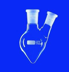 Pear-shape flask, two-neck, center neck NS 19/26 side neck NS 14/23, 100 ml