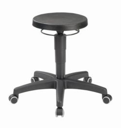 LLG-Lab Stool, PU Foam Black Stop and go castors, Foot Ring Seat Height 570-850 mm