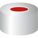   Aluminium crimp caps N 11, silver center hole,PTFE red/Silicone white/PTFE red Hardness:50°,shore A Thickness: 1.0 mm,pack of 100