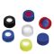   LLG-Screw caps N 9, blue PP, centre hole/ Silicone white/PTFE blue 55° shore A, thickness:1.0 mm, slit, pack of 100