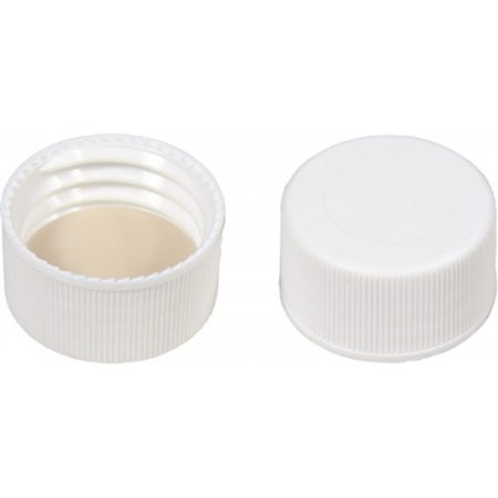 Screw caps N 24, PP, white silicone white/PTFE beige, hardness: 45° shore A, pack of 100