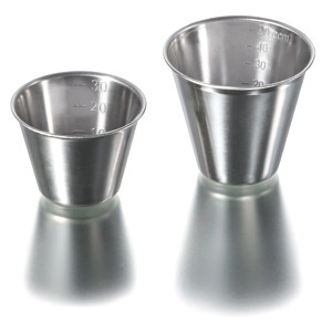 Beaker 50 ml, stainless steel 18/8 graduated, ? 56 mm, height 47 mm