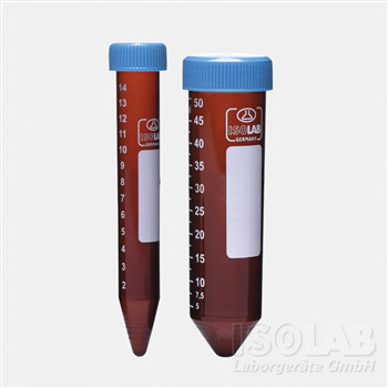 Centrifuge tubes 15 ml, amber PP, screw cap, pack of 50