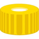   Screw-caps N 9 PP, yellow, w. hole silocone white/PTFE red, septa thickn 1,0mm pack of 100
