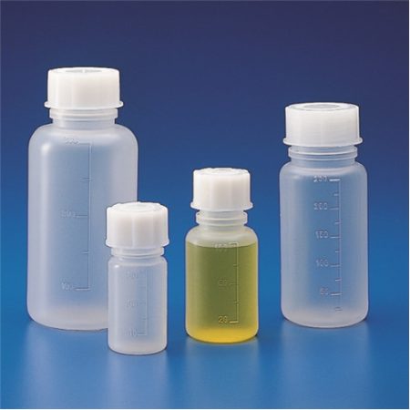 Wide mouth bottles 100ml, PE graduated, with closure GL 32 pack of 10