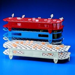 tube rack, for 100 tubes PP, 109,5 x 263 x 45 mm, red