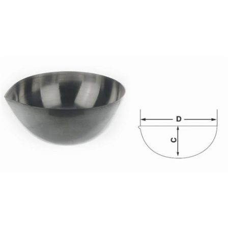 Evaporation dish 89 ml, nickel 99, 5% round bottom, with spout 35 mm high, 70 mm ?