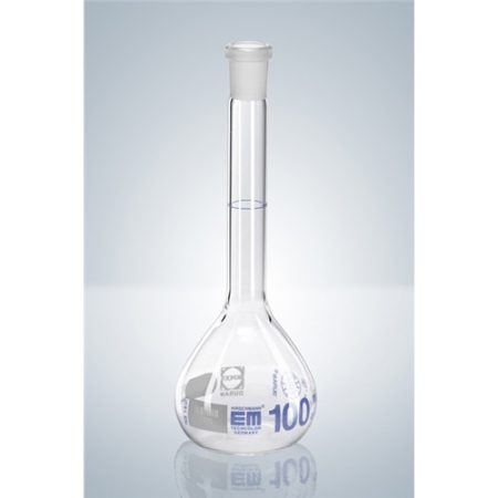 Volumetric flask 100 ml, DURAN, KL.A NS 12/21, without stopper with batch identification