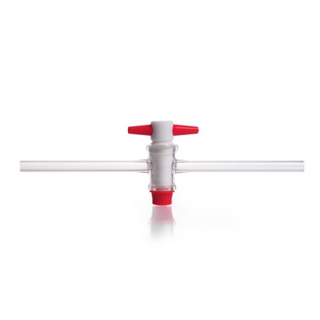 "DURAN® Single way stopcocks, complete with PTFE key, bore 4 mm, NS 18.8, ""side arms 10 mm"" "