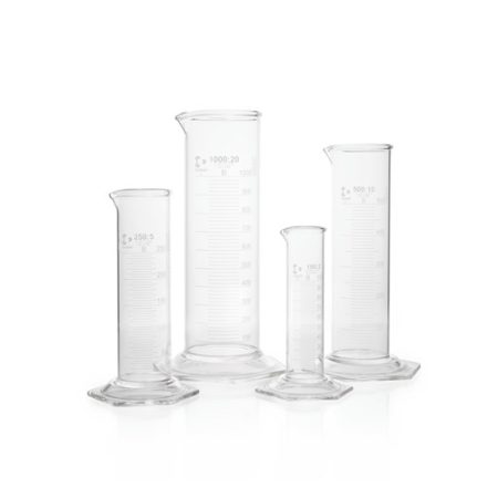 DURAN® Measuring cylinder, low form, with spout, hexagonal base, with graduation, 100 ml