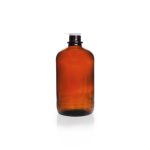   Round bottle, narrow neck, amber, soda-lime-glass, pouring ring and dust cap, 2500 ml