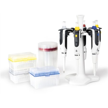 Pipette package 2: 5 x Transferpette S Variable type (0,5-10 µl/10-100 µl/20-200 µl/100-1000 µl/0,5-5 ml) + bench-top rack for 6 instruments