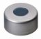   LLG-Aluminium crimp cap N 13, silver, center hole, Butyl dark grey/centrical PTFE-lamination grey, Hardness: 50° shore A, Thickness: 2.0 m