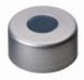   LLG-Aluminium crimp cap N 13,silver,center hole,Butyl dark grey/centricalPTFE-lamination grey,Hardness:50°shoreA,Thickness:2.0mm pack of 100