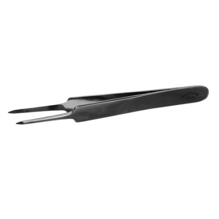 Tweezers 105 mm, PTFE-coated extra pointed/curved, without grooves