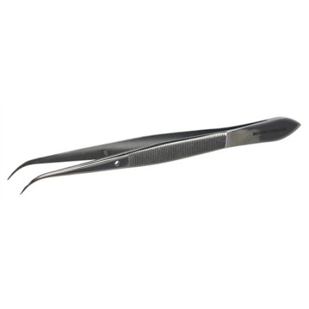 Cover glass forceps, 105 mm PTFE coating, curved