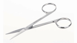 Microscopy scissors, length 100mm., curved stainless steel