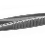 Tweezers 130 mm, stainless pointed/curved, with guide pin