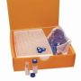   LLG MECKENHEIM  LLG-2in1 KIT. 1.5 ml short thread vials clear + KGW cap, blue, hole, siliconewhite . PTFE blue, slotted, ND9,pack of