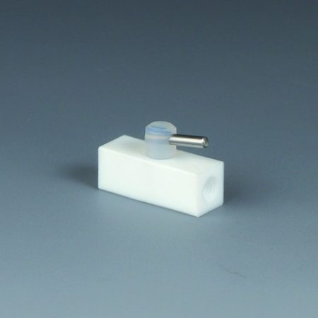 "Miniature 3-Way-stop cock UNF 1/4"" 28 G, 2 connections internal thread for ? 1,6x3,2 mm, PTFE"