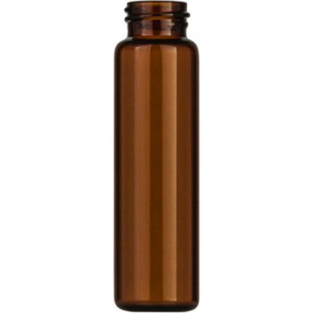 Thread bottles N 15, 12 ml O.D.: 18,5mm, height: 66mm, amber, flat bottom, pack of 100 pcs.