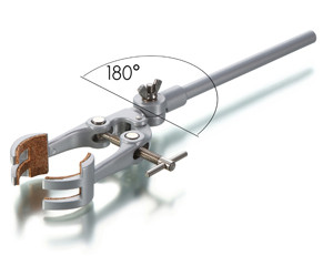 Universal clamp swivelling 180° zinc diecasting, powder-coated, cork inlay, bearing 0 - 80 mm