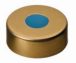   LLG-Magnetic crimp cap N 20, gold, 8 mm center hole, Silicone blue/PTFE colourless, Hardness: 40° shore A,Thickness: 3 mm, pack of 100 pcs