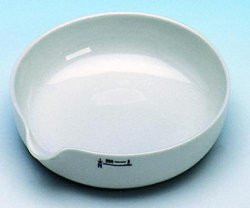 Evaporating basin,porcelain,flat,diam. 50 mm height 10 mm, cap. 10 ml