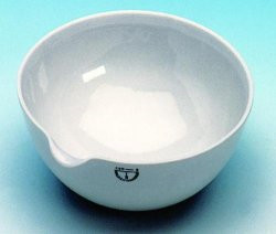 Evaporating basin,porcelain,hemispherical diam. 40 mm,height 16 mm,cap. 10 ml