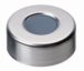   LLG-Aluminium crimp cap N 20, silver, center hole, Butyl red/PTFE grey, Hardness: 50° shore A, Thickness: 3 mm pack of 100pcs