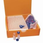   LLG-2in1 KIT: 1.5 ml Short thread vials clear w. labeling field, + KGW-caps blue, ND9, pack of 100