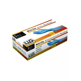   LLG-Eldobható kesztyűk, standard, nitril, Lkék méret, texturált, púdermentes, 240 mm, 100 db-os csomag
