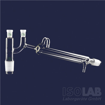 Distilling link, with Liebig condenser 160 mm and Claisen head, jacked NS 14/23, for dest.-thermometer, with vacuum adapter,