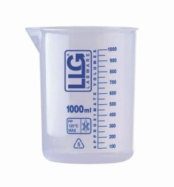 LLG-Beaker 50 ml, low form, PP ISO 7056 - blue scale pack of 2