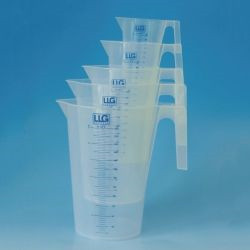 LLG-Beaker 250 ml, PP ISO 7056, blue scale, with handle, pack of 2