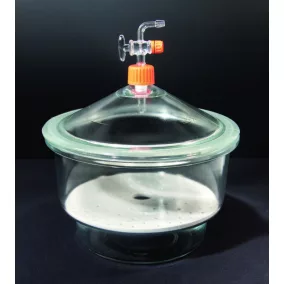   LLG-Exszikkátor 150 mm-es elzárócsappal és porcelán tányérral