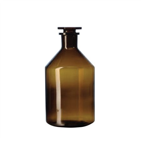Narrow neck reagent bottles,soda glass,amber, with NS glass stopper,cap.250 ml