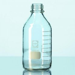 Laboratory bottle 150ml, plastic coated without cap and pouring ring GL 45, DURAN® Protect