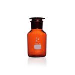   Wide neck reagent bottle 250 ml, amber soda-glass, with PE stopper