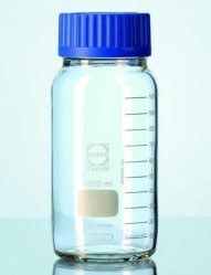 Wide mouth bottle 250 ml, plastic coated with cap and pouring ring GLS 80, DURAN® Protect
