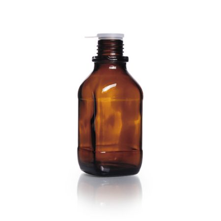 Square screw cap bottles, narrow neck soda-lime glass,amber,with dust proof cap cap. 500 ml