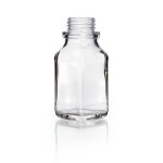   Square screw cap bottle 100 ml wide neck, clear, thread 32, soda-lime glass, without cap