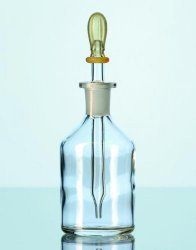 Dropping bottles,with glass pipet complete with rubber teat,clear glass,cap. 50 ml