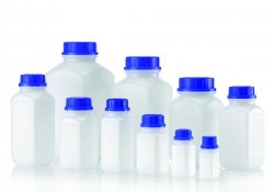 Square reagent bottles,wide neck,PE-HD cap. 2500 ml,without screw cap
