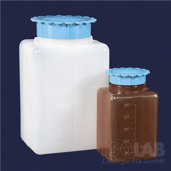 Reactangular bottle 250 ml, PE with screw-cap, amber