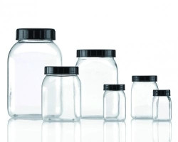 Wide mouth containers, square shape 2000ml clear, without colusres