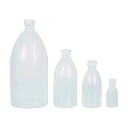 LLG-Keskeny nyakú palack 2000 ml, kerek, LDPE, natúr, kupakkal