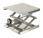   Lab-Jack, 18/10 stainless steel 400 x 400 mm, with adjusting wheel for ratchet incl. ratchet